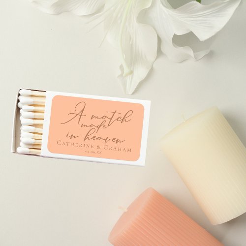 Peach Wedding A Match Made in Heaven Matchbook