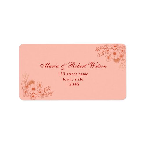 Peach Wedding Address Label