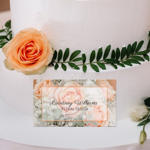 Peach Wedding Bouquet Floral Design Business Card