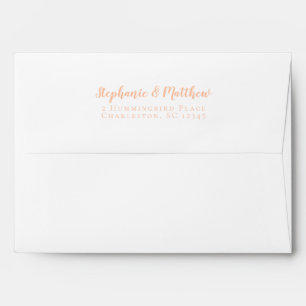 Peach Wedding Bride & Groom Return Address Modern Envelope