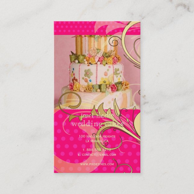Peach Wedding Cake/Bakery/pâtisserie Business Card (Front)