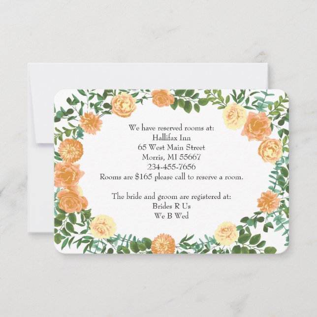 Peach Wedding Classic Floral Roses Invitation (Front)