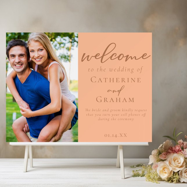 Peach Wedding Couple Photo Welcome Foam Board (Creator Uploaded)