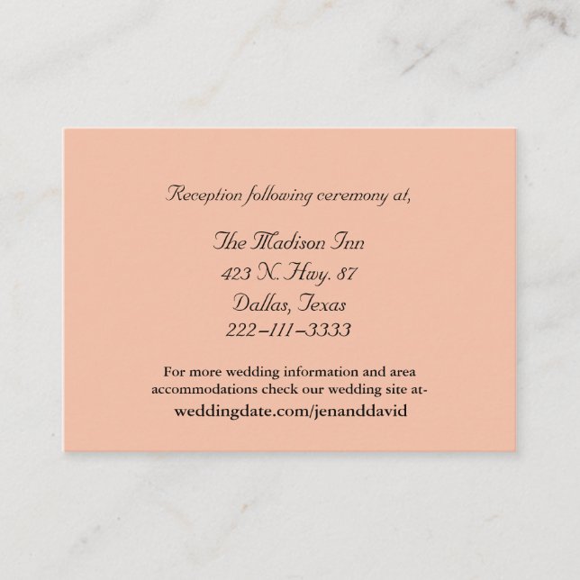 Peach Wedding enclosure cards (Front)