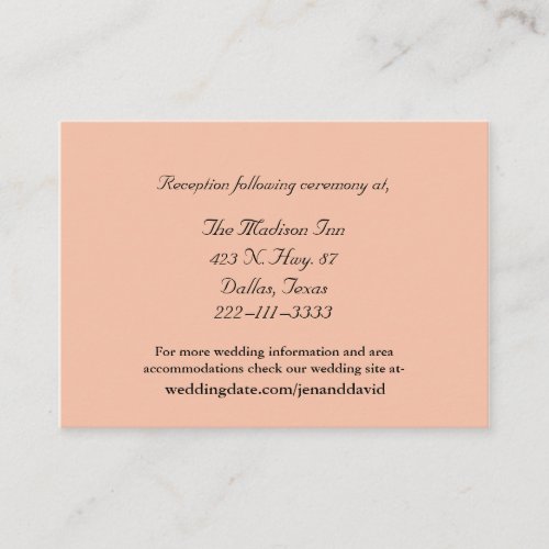 Peach Wedding enclosure cards Business Card Template