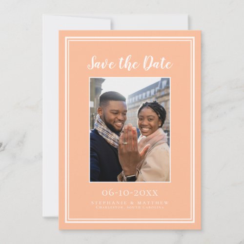 Peach Wedding Engagement Photo Picture Modern Save The Date