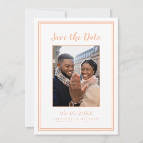 Peach Wedding Engagement Picture Modern Photo Save The Date