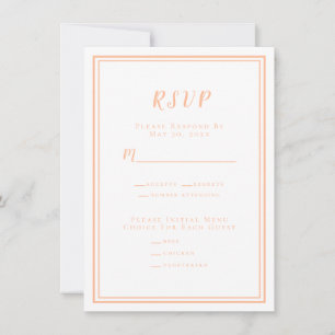 Peach Wedding Modern RSVP Menu Response Enclosures