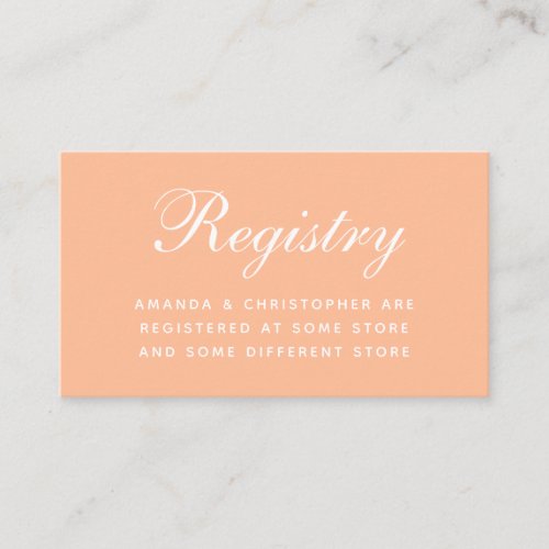 Peach Wedding Registry Calligraphy Enclosure Card