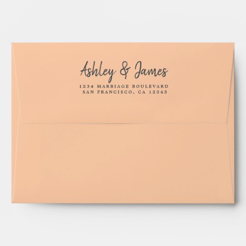 Peach Wedding Return Address Envelope