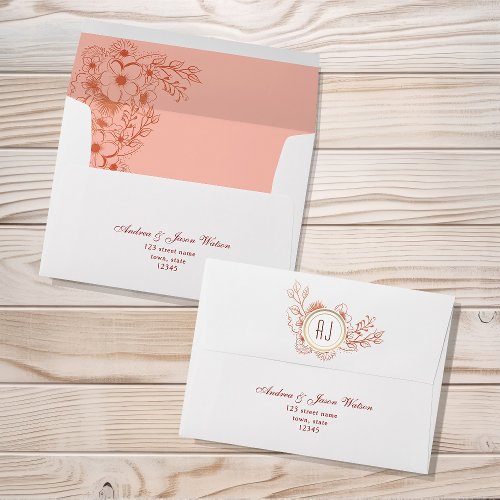 Peach Wedding Return Address Envelope