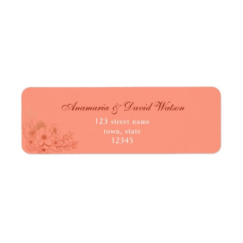 Peach Wedding Return Address Label