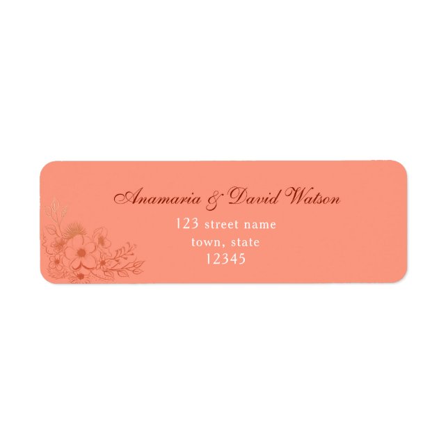 Peach Wedding Return Address Label (Front)