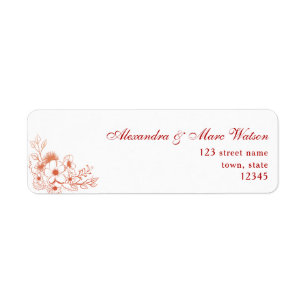 Peach Wedding Return Address Label