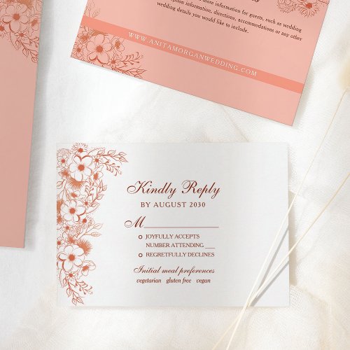 Peach Wedding RSVP Card