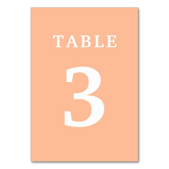 Peach Wedding Table Number (Front)
