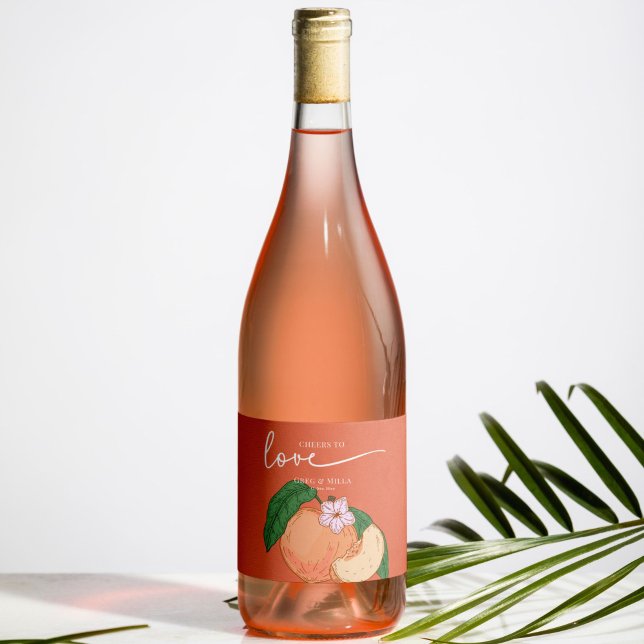 Peach Wedding Wine Label Custom Favor (Creator Uploaded)