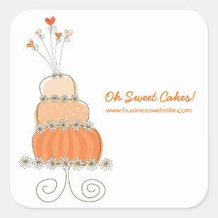 Peach Whimsical Chic Wedding Cake Sticker