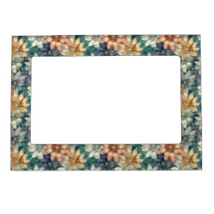 Peach White Blue Green Floral Magnetic Frame