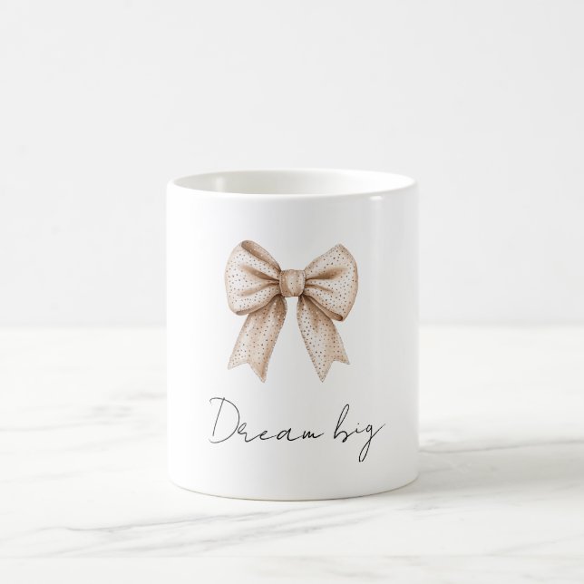 Peach White Bow Coffee Mug (Center)