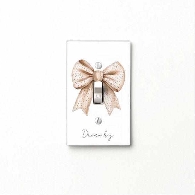 Peach White Bow Light Switch Cover (In Situ)