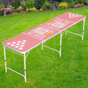 Peach & White Brew Battle Champions with Team Name Beer Pong Table