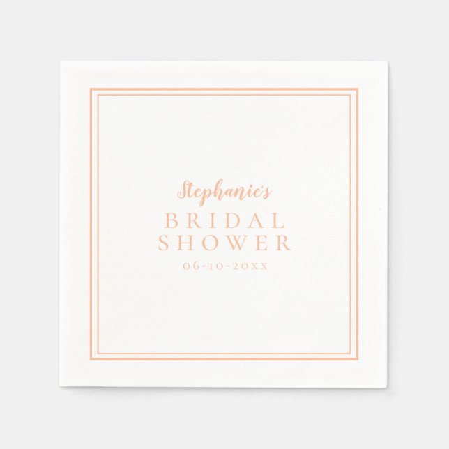 Peach & White Bridal Shower Wedding Simple Modern  Napkins (Front)