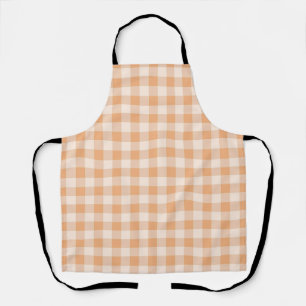 Peach White Checkered Gingham Pattern Apron