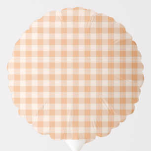 Peach White Checkered Gingham Pattern Balloon