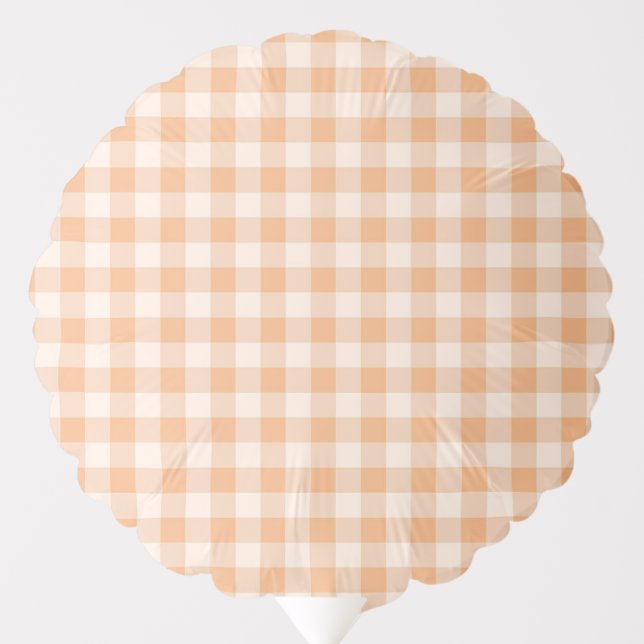 Peach White Checkered Gingham Pattern Balloon (Front)