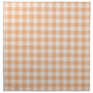 Peach White Checkered Gingham Pattern Cloth Napkin