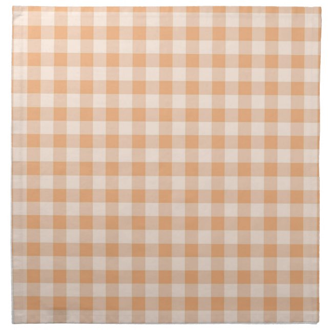 Peach White Checkered Gingham Pattern Cloth Napkin (Front)