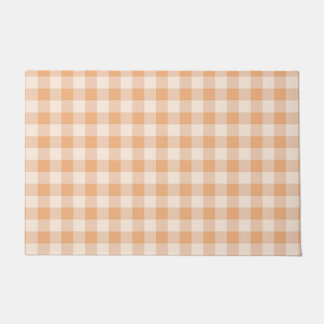 Peach White Checkered Gingham Pattern Doormat