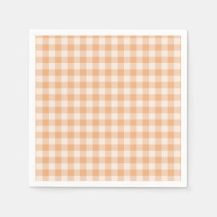 Peach White Checkered Gingham Pattern Napkins
