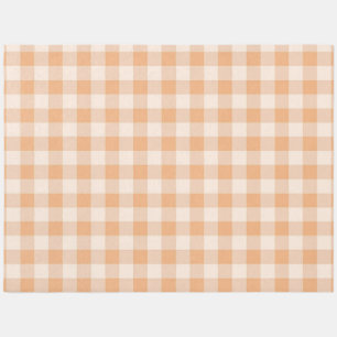 Peach White Checkered Gingham Pattern Outdoor Rug