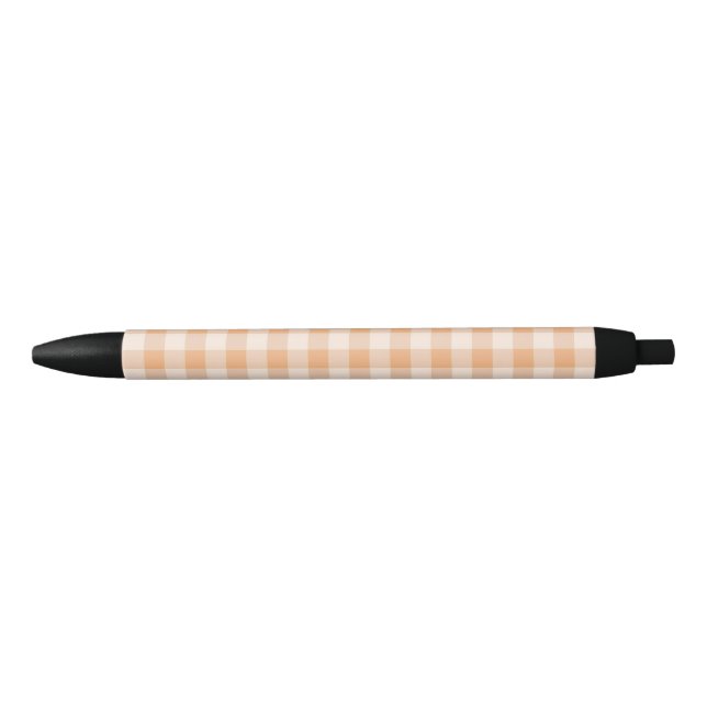 Peach White Checkered Gingham Pattern Pen (Front)