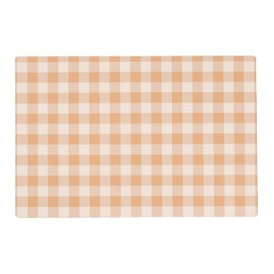 Peach White Checkered Gingham Pattern Placemat