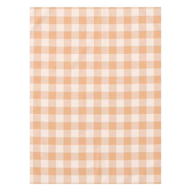 Peach White Checkered Gingham Pattern Tablecloth (Front)