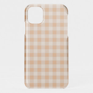 Peach White Checkered Gingham Pattern iPhone 11 Case