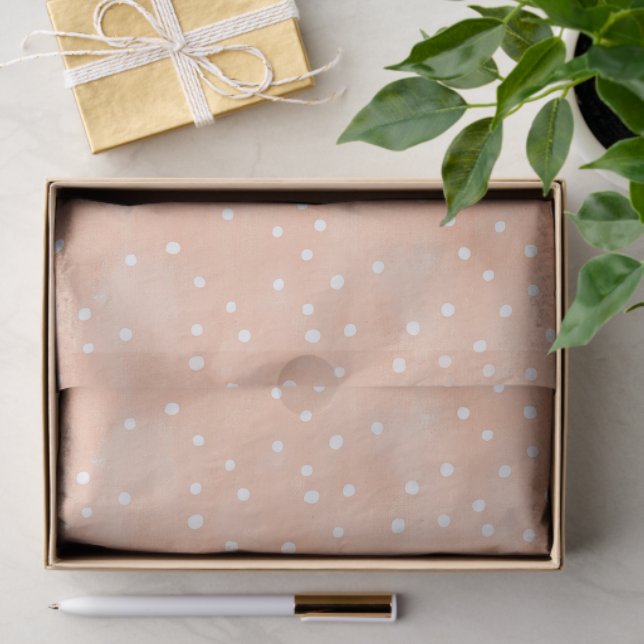 Peach White Dots Birthday Tissue Paper (Gift)