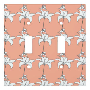 Peach White Floral Light Switch Cover