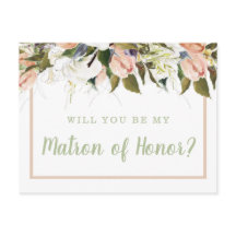 Peach & White Floral Matron of Honor Proposal