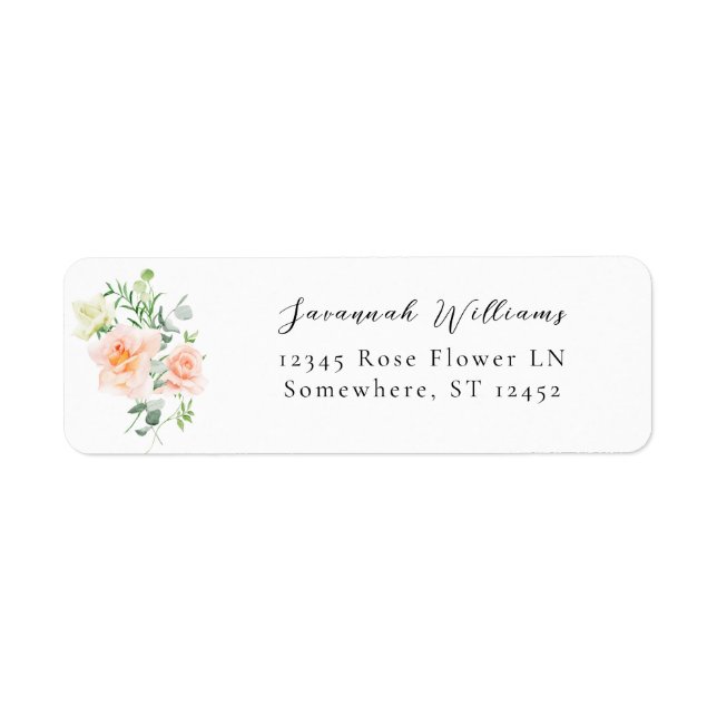 Peach & White Floral Return Address Label V3 3 (Front)