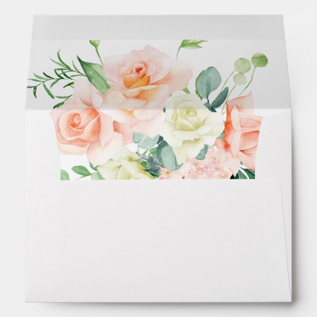 Peach & White Floral V3 3 Envelope (Back (Bottom))
