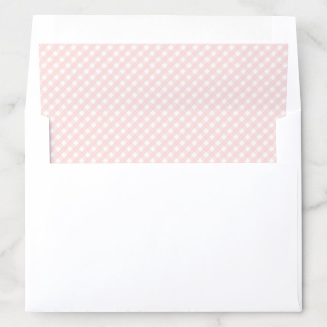 Peach White Gingham Check Girl Shower Birthday Envelope Liner (In Envelope)