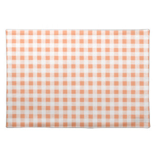 Peach White Gingham Pattern Cloth Placemat