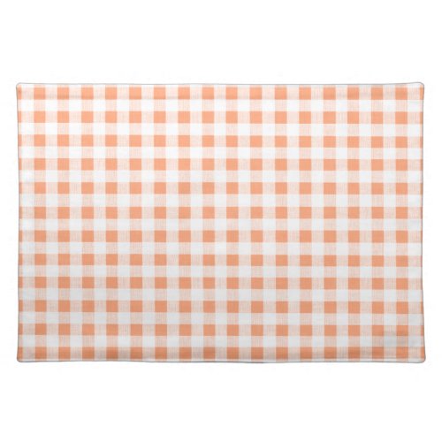 Peach White Gingham Pattern Cloth Placemat