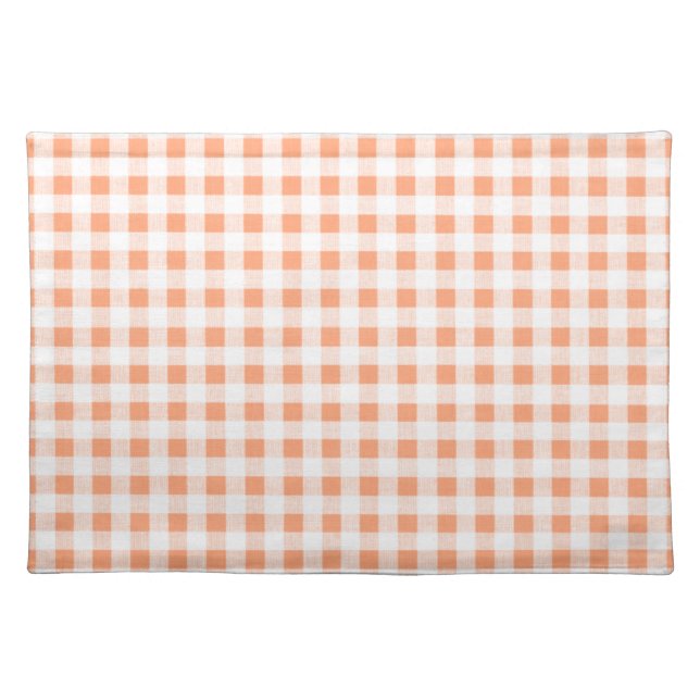 Peach White Gingham Pattern Cloth Placemat (Front)
