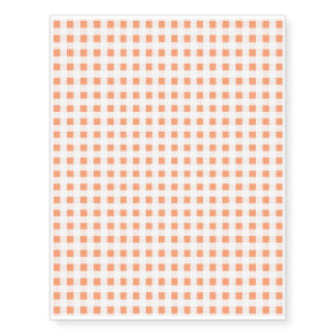 Peach White Gingham Pattern Temporary Tattoos