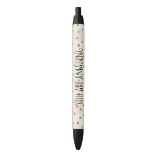Peach White Gold Stripes Confetti Amazing Pen